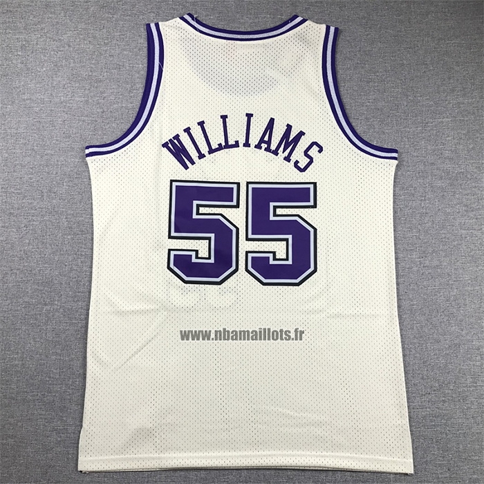 Maillot Sacramento Kings Jason Williams NO 55 Mitchell & Ness Chainstitch Creme